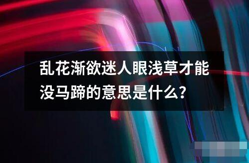 乱花渐欲迷人眼浅草才能没马蹄的意思是什么？