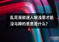 乱花渐欲迷人眼浅草才能没马蹄的意思是什么？